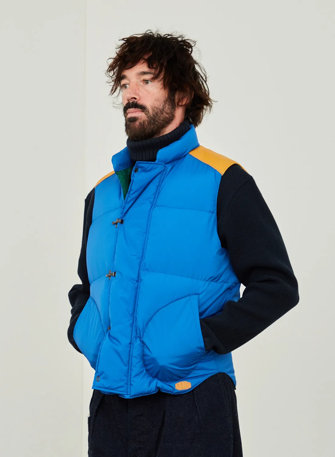 Rocky Mountain Featherbed x Nigel Cabourn Down Vest Clip in Blue