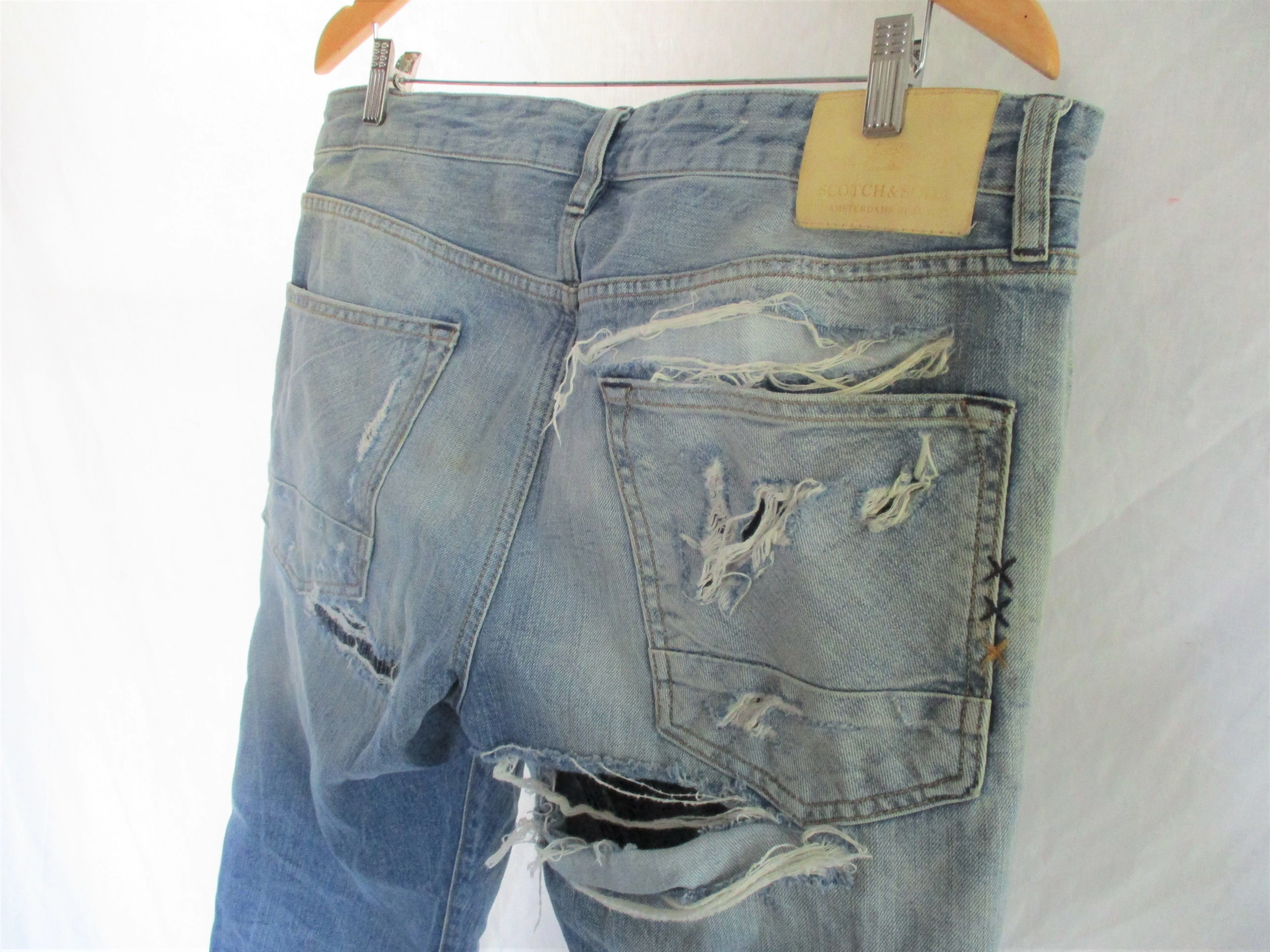 SCOTCH & SODA RALSTON Distressed Denim Pants Jeans Dungarees BLUE 36 X 32