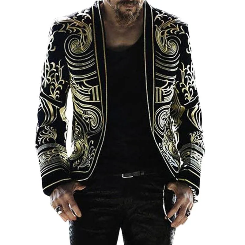 Slim Fit Trend Casual Print Single Breasted Jackets