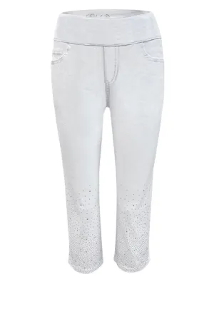 Sparkle & Shine White Pull On Crop Jean by Ethyl