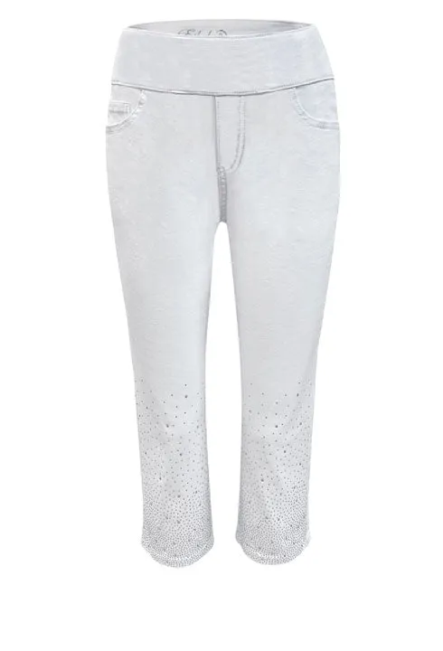 Sparkle & Shine White Pull On Crop Jean by Ethyl