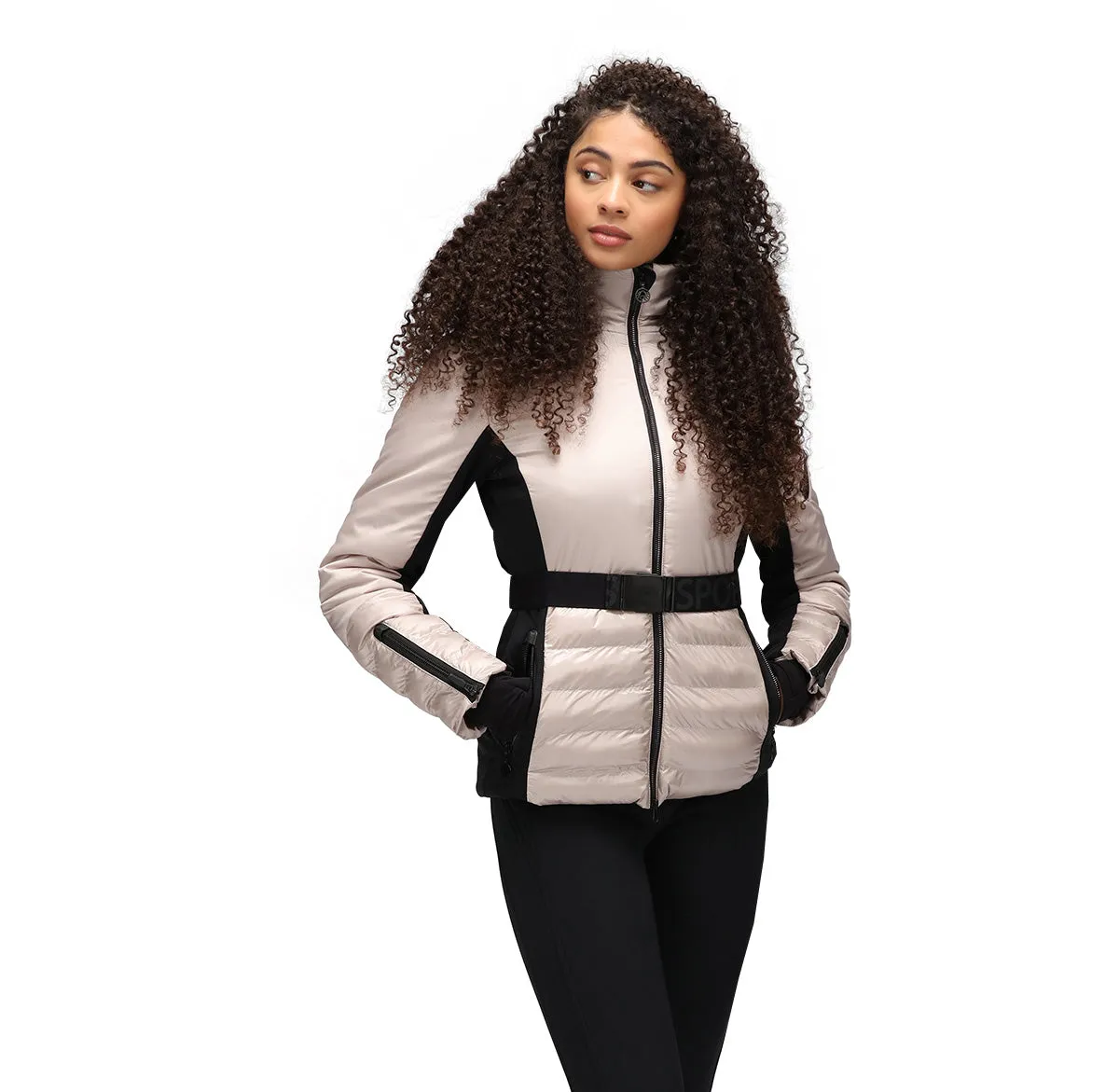 Sportalm Beige and Black Ski Jacket with Belt 9820576191