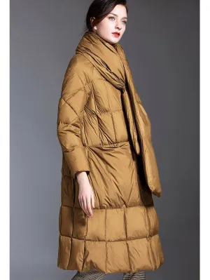 Stand-up Collar Women's Long Down Puffer Coat