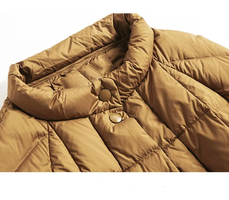 Stand-up Collar Women's Long Down Puffer Coat