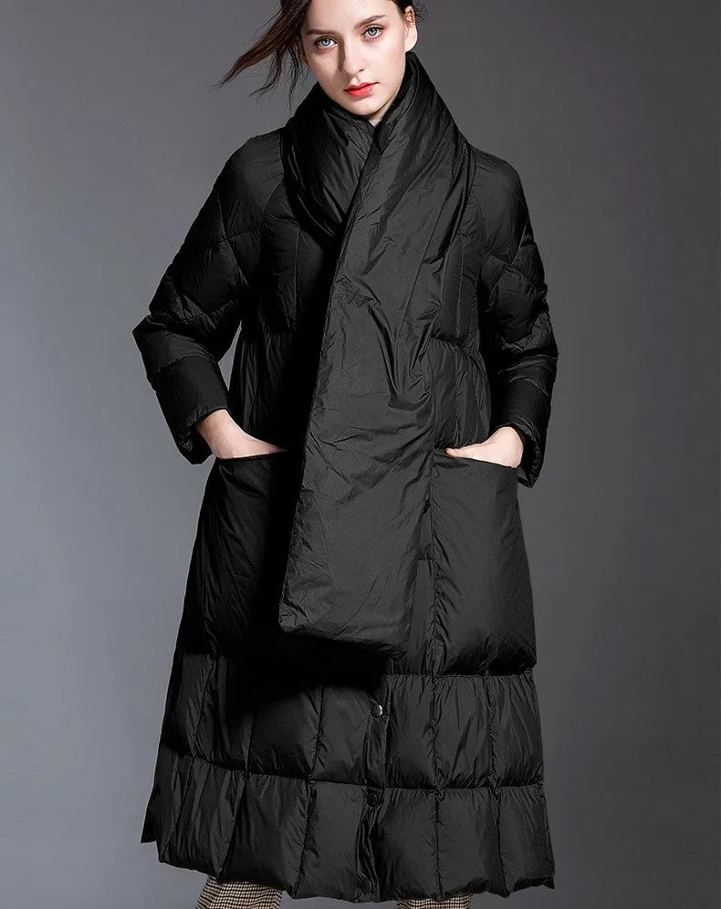 Stand-up Collar Women's Long Down Puffer Coat