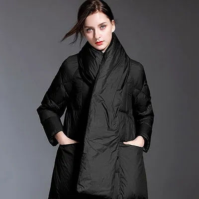 Stand-up Collar Women's Long Down Puffer Coat