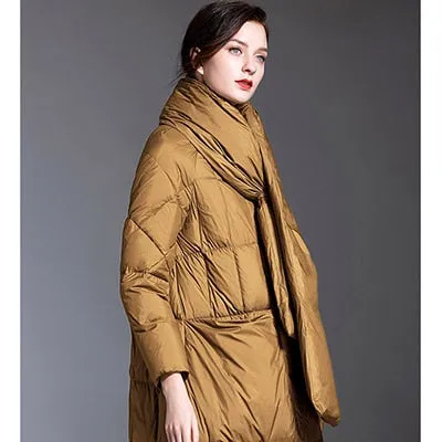 Stand-up Collar Women's Long Down Puffer Coat