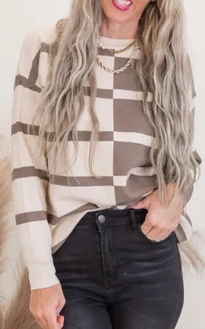 Striped Colorblock Crewneck Pullover Sweater