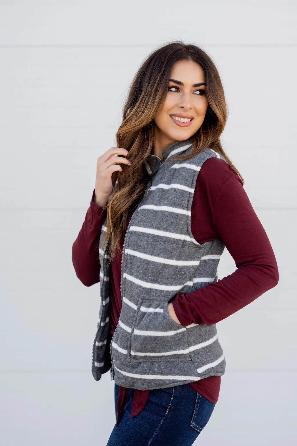 Striped Two Pocket Vest