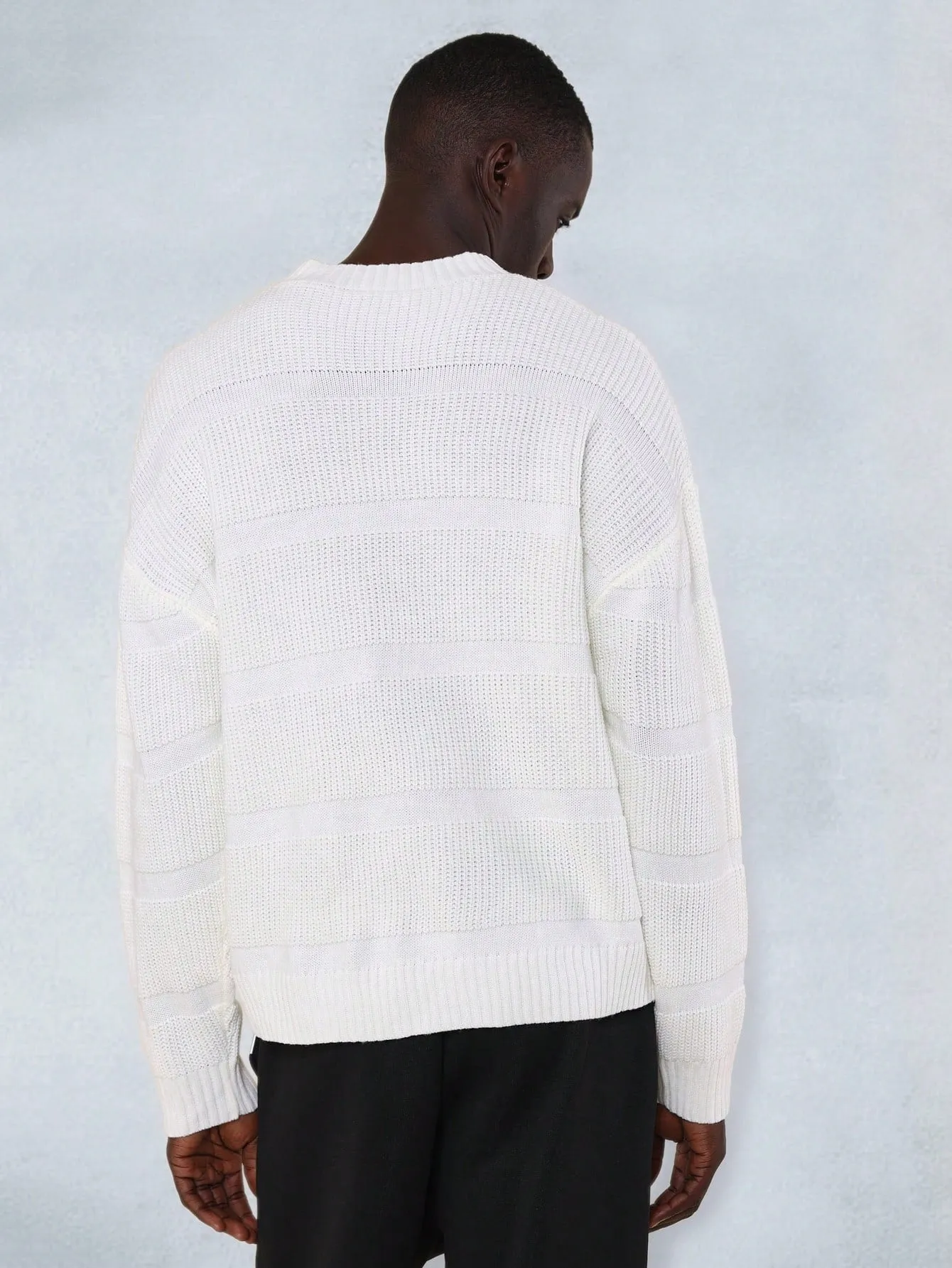 Textured Knit Crew Neck Sweatshirt