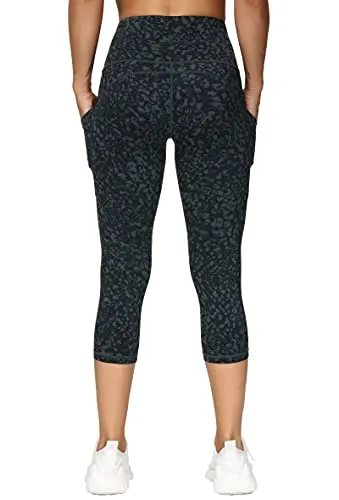 THE GYM PEOPLE Thick High Waist Yoga Pants with Pockets, Tummy Control Workout Running Yoga Leggings for Women (Medium, Black  )