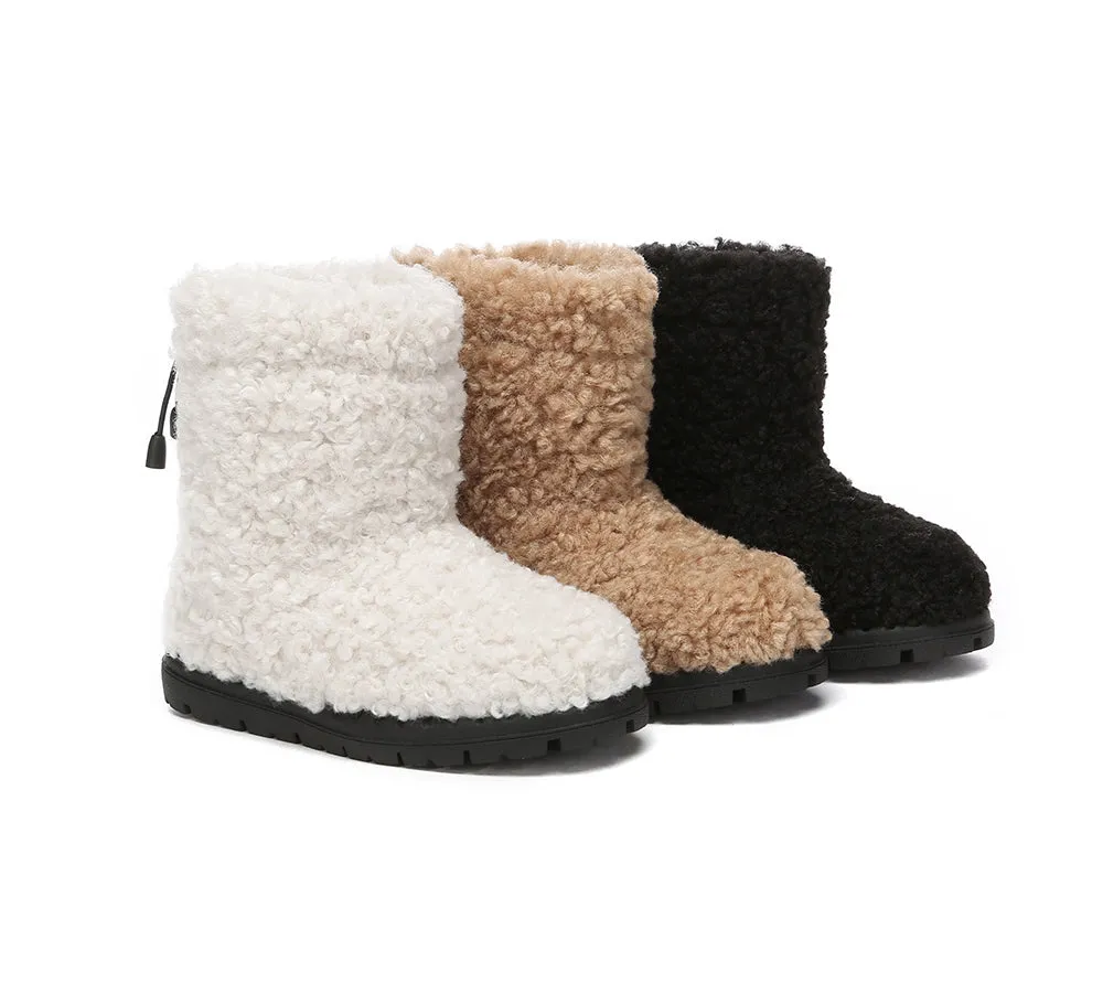 UGG Kids Sheepskin Wool Plush Drawstring Boots Peggy