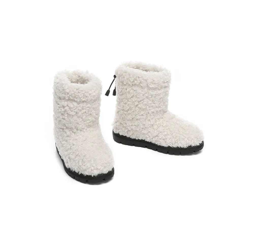 UGG Kids Sheepskin Wool Plush Drawstring Boots Peggy