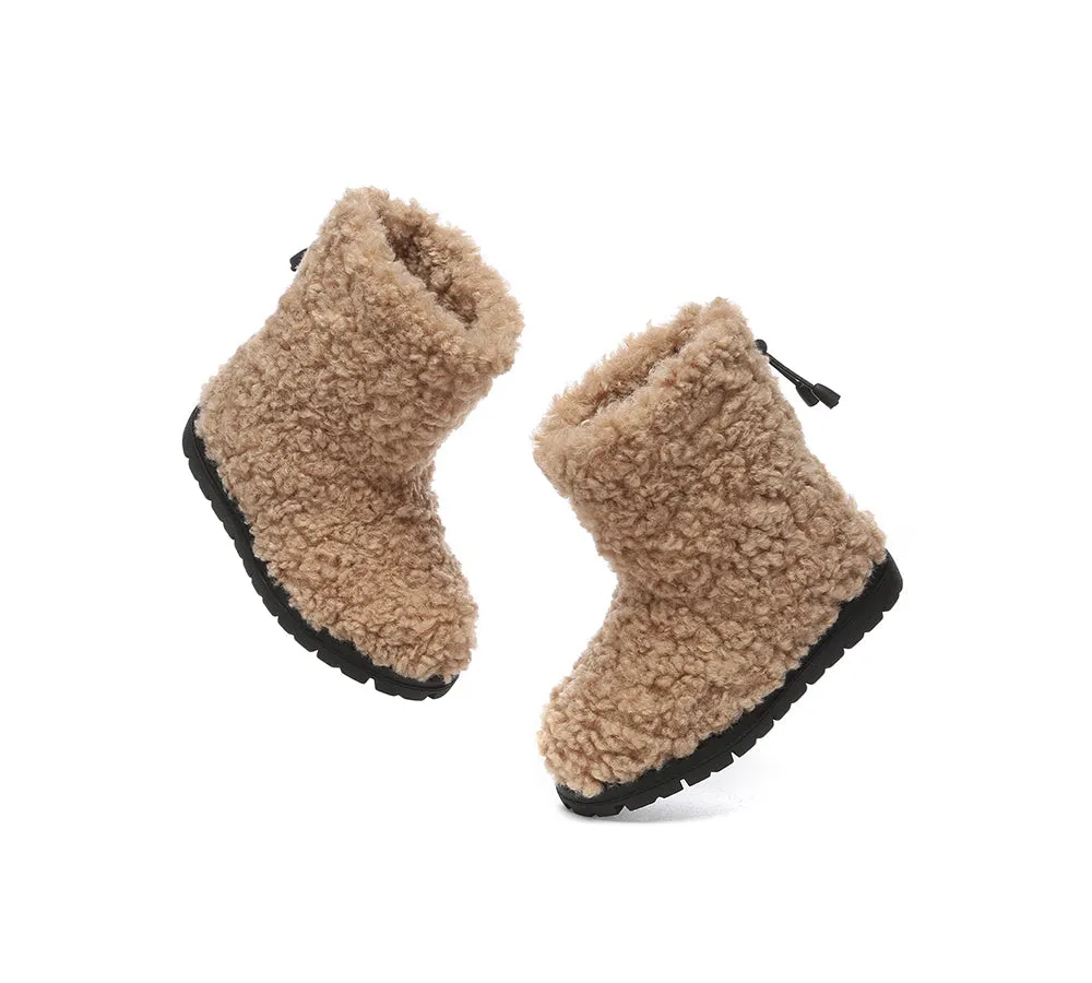 UGG Kids Sheepskin Wool Plush Drawstring Boots Peggy