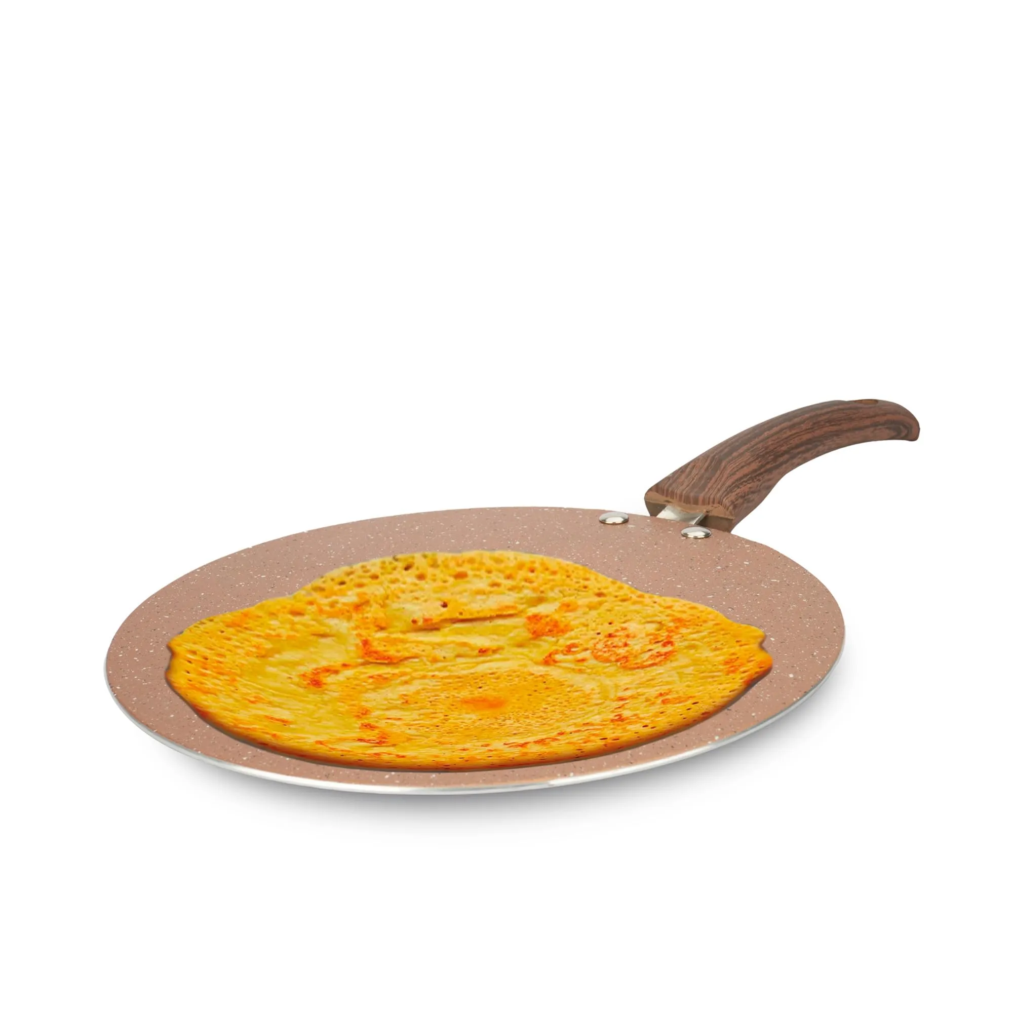 USHA SHRIRAM (24cm Majestic Midnight Non Stick Roti Tawa with Riveted Handle | High Grade Aluminium | Scratch Resistant Surface | Roti Dosa Tawa Nonstick | Non Stick Pan (Golden)