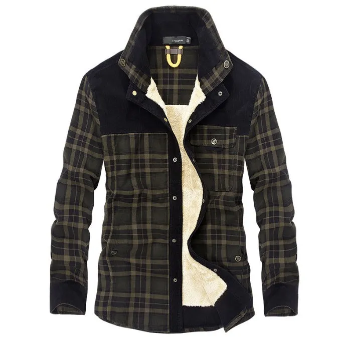 Winter Jacket Men Thicken Warm Fleece Jackets Coats Pure Cotton Plaid Jacket Military Clothes