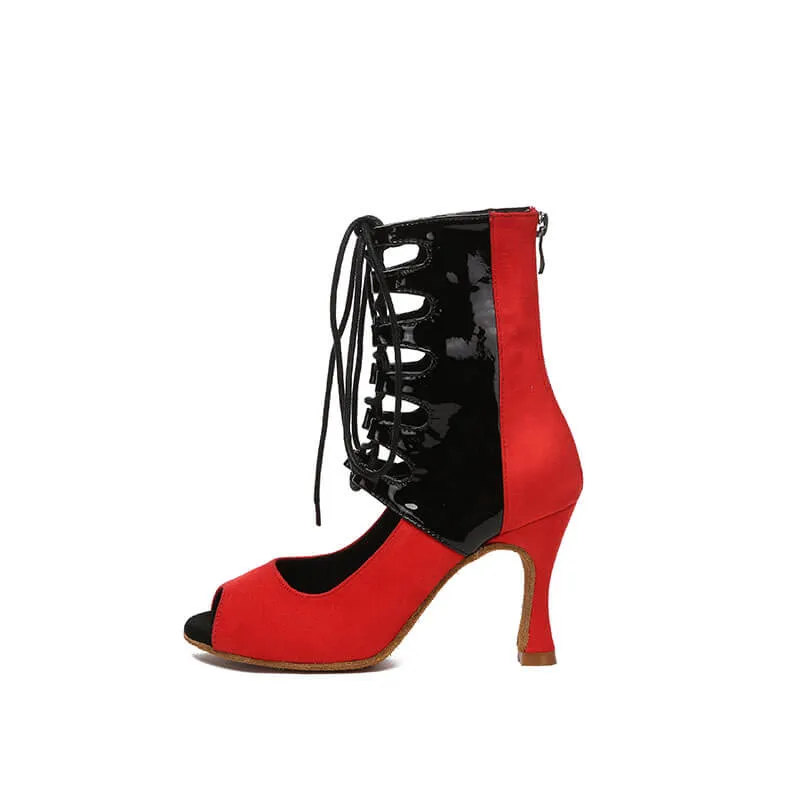 Women Lace-up Latin Tango Dance Heels Boots