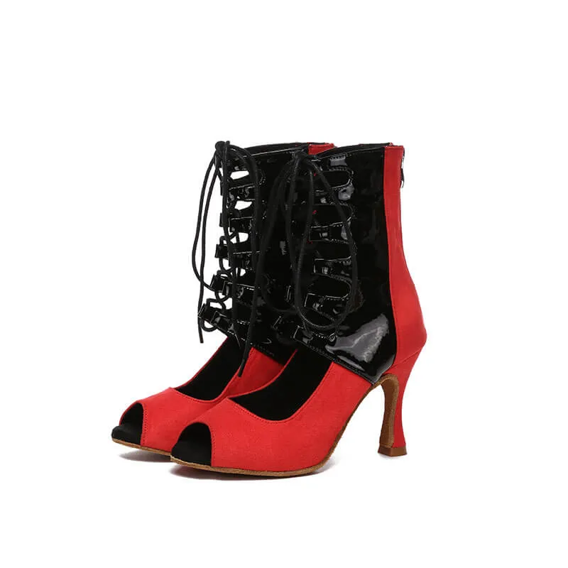 Women Lace-up Latin Tango Dance Heels Boots