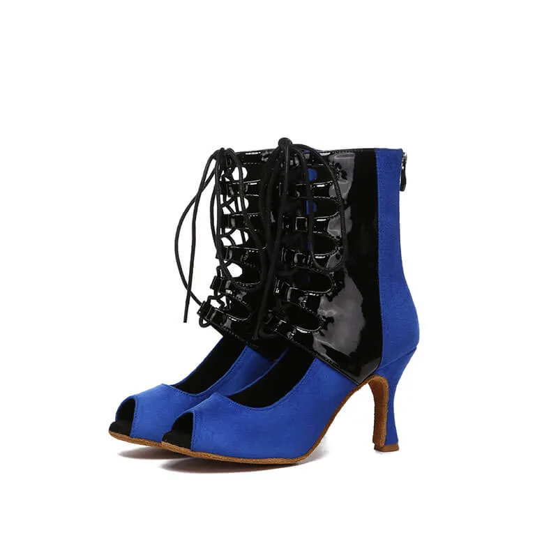 Women Lace-up Latin Tango Dance Heels Boots