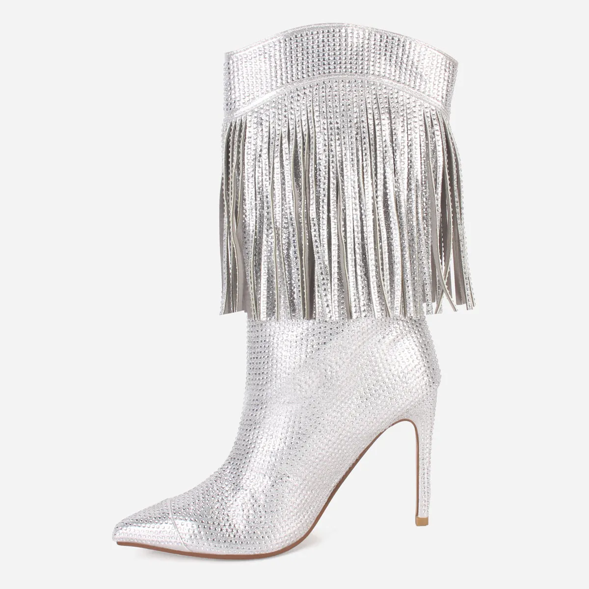 Women "GIANNI" Pointed Toe Fringe Long Boots