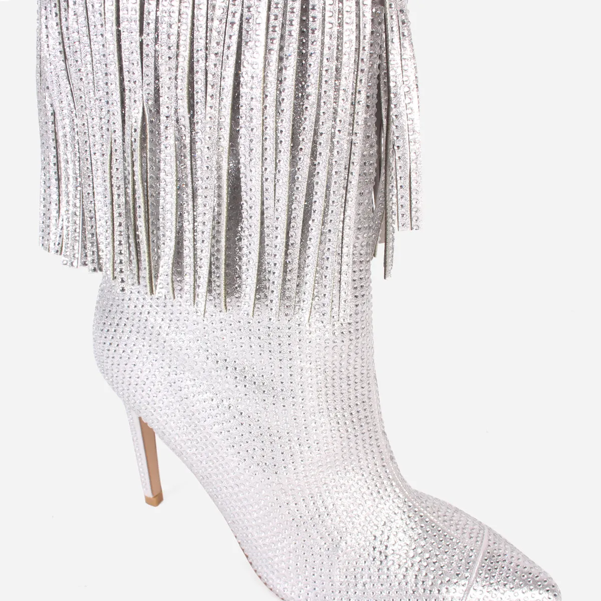 Women "GIANNI" Pointed Toe Fringe Long Boots