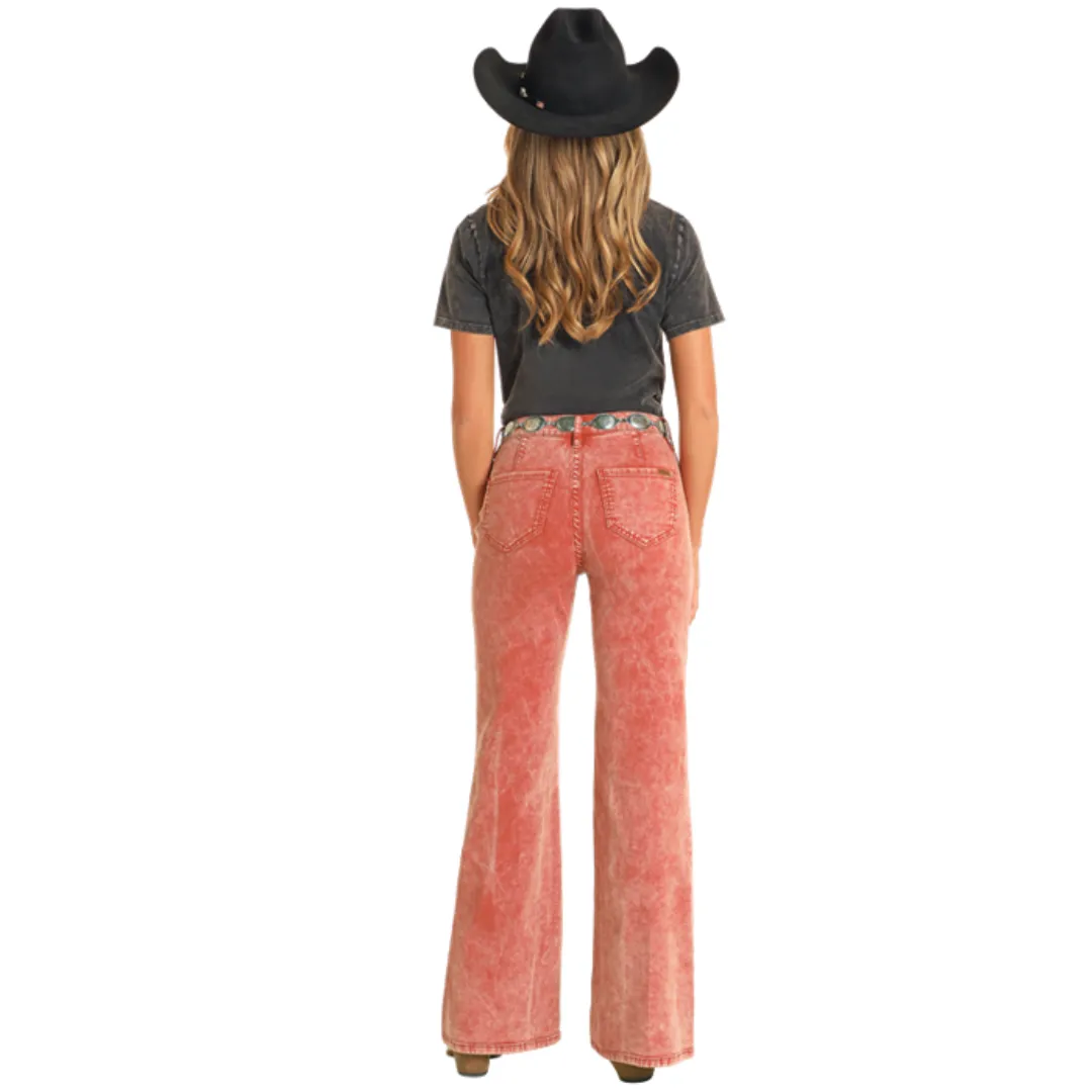 Women's Bargain Bell Rust Button Wide Leg Jean by Rock & Roll BW8PD04758