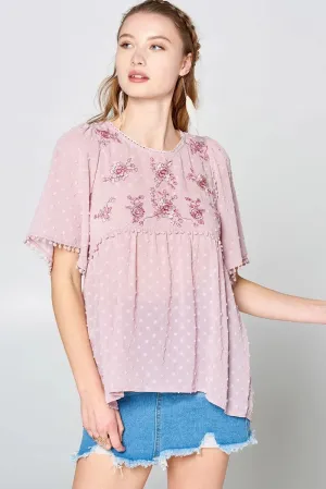 Women's This Detailed Lace Trimmed Bubble Chiffon Blouse